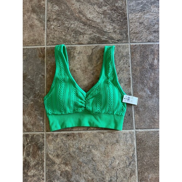 Aerie Seamless Cable Knit Padded Bralette Green Size Medium - Picture 1 of 7